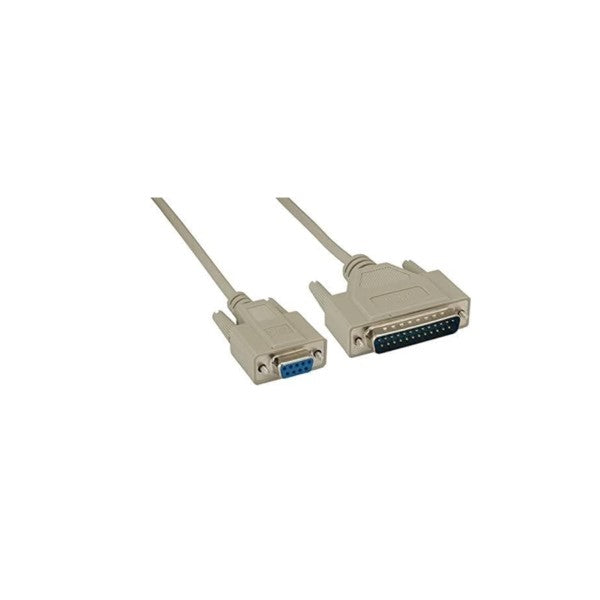 DB9 9 Female to DB25 25-Pin Male Serial Null Modem Cable, 6 Ft