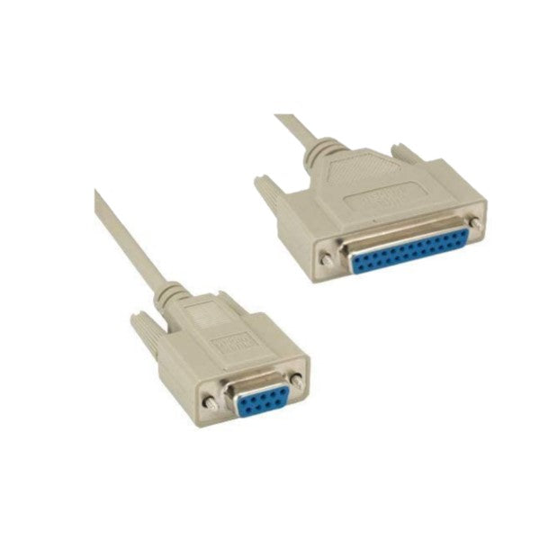 DB9 Female to DB25 Female RS232 Null Modem Cable