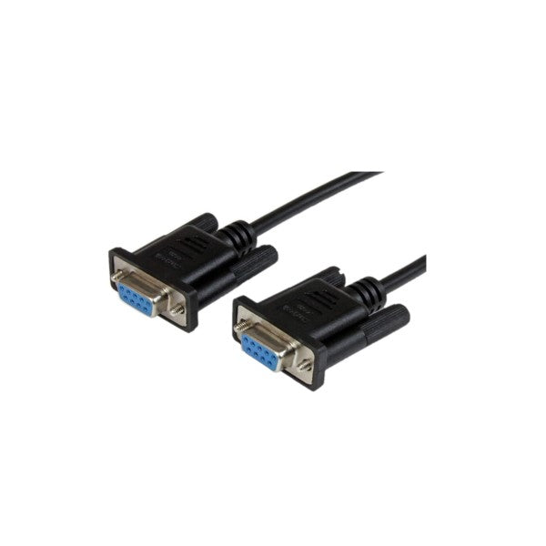 DB9 Female to Female, 9 pin RS232 Null Modem Cable, 2 meter, Black - SCNM9FF2MBK
