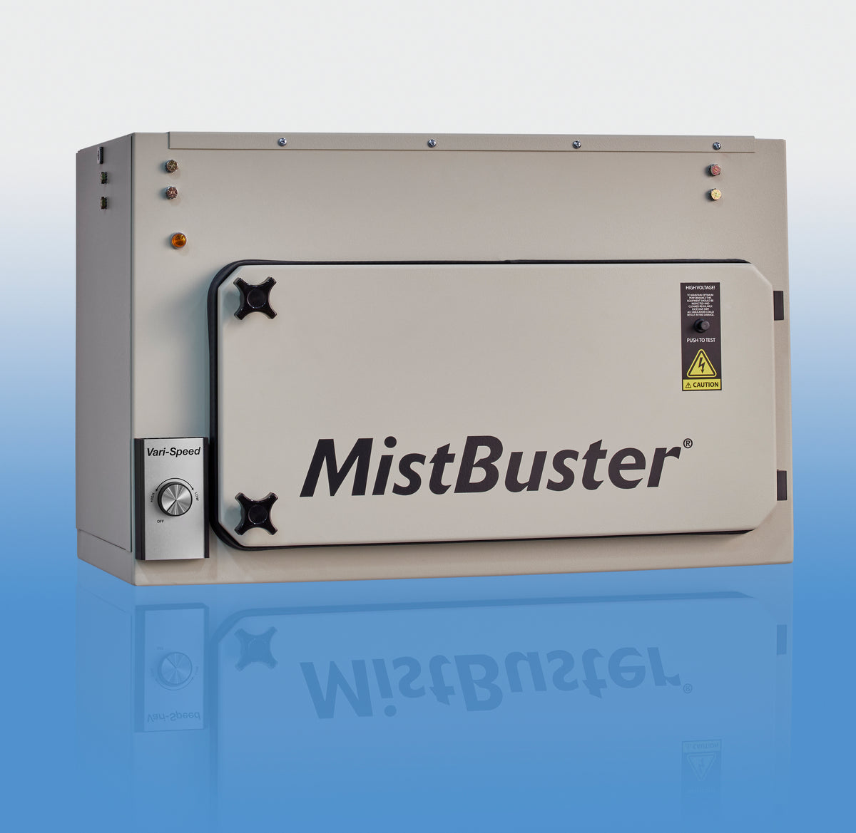 MistBuster 500 00484-G - front panel with door latches and coolant selector switch