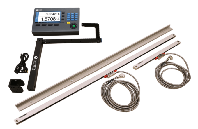 Acu-Rite DRO203 2-axis lathe kit — DRO203 display unit with SENC 150 linear scales for manual lathe turning applications