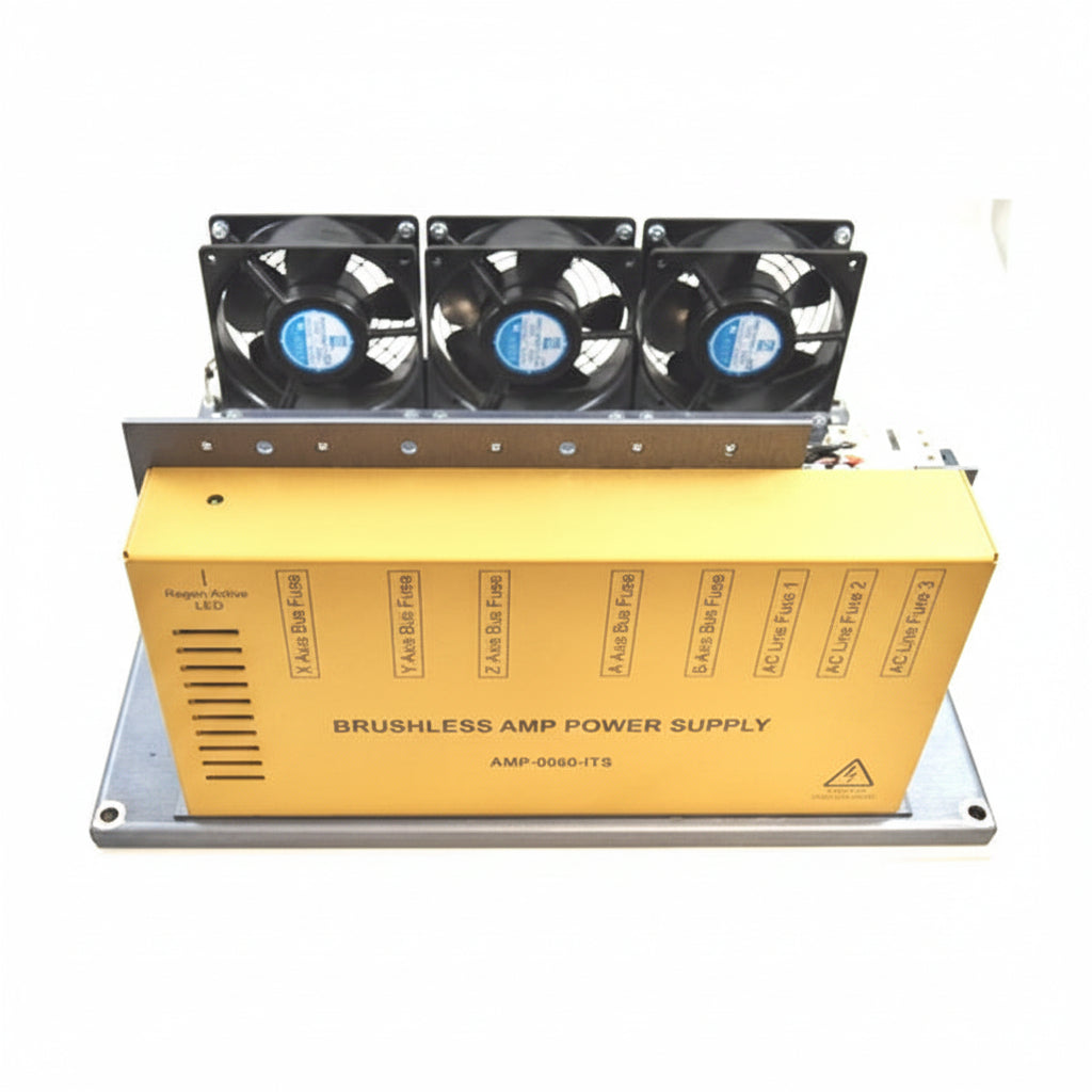 Fadal AC amp chassis AMP-0060 — empty 5-slot chassis with power supply, no cards installed
