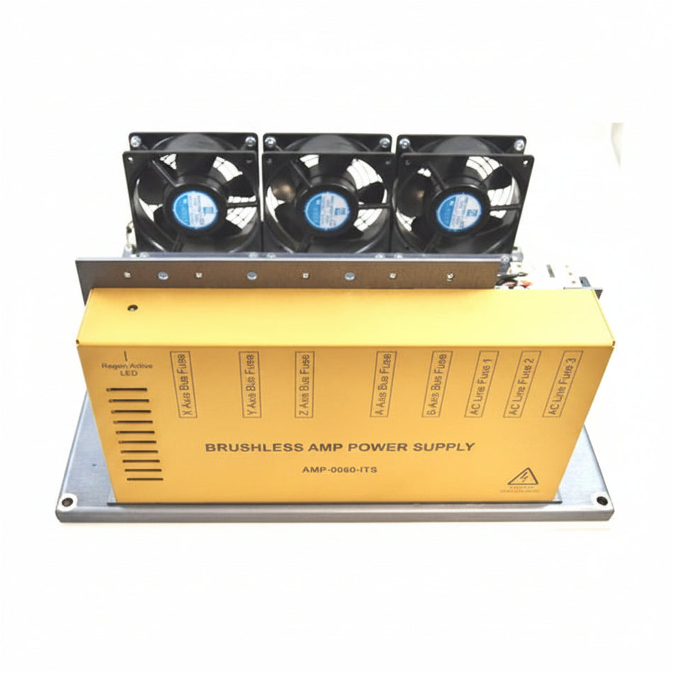 Fadal AC amp chassis AMP-0060 — empty 5-slot chassis with power supply, no cards installed