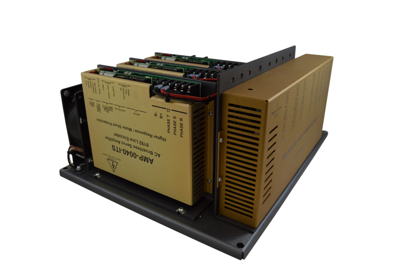 Fadal AC amp chassis AMP-0038 — 5-slot chassis with power supply and three 5000 line amplifier cards installed