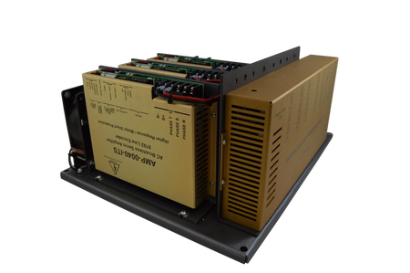 Fadal AC amp chassis AMP-0038 — 5-slot chassis with power supply and three 5000 line amplifier cards installed