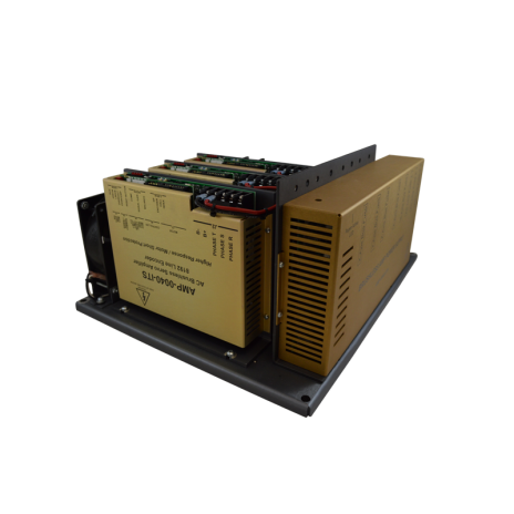 Fadal AC amp chassis AMP-0028 — 5-slot chassis with power supply and three amplifier cards installed
