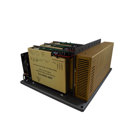 Fadal AC amp chassis AMP-0028 — 5-slot chassis with power supply and three amplifier cards installed