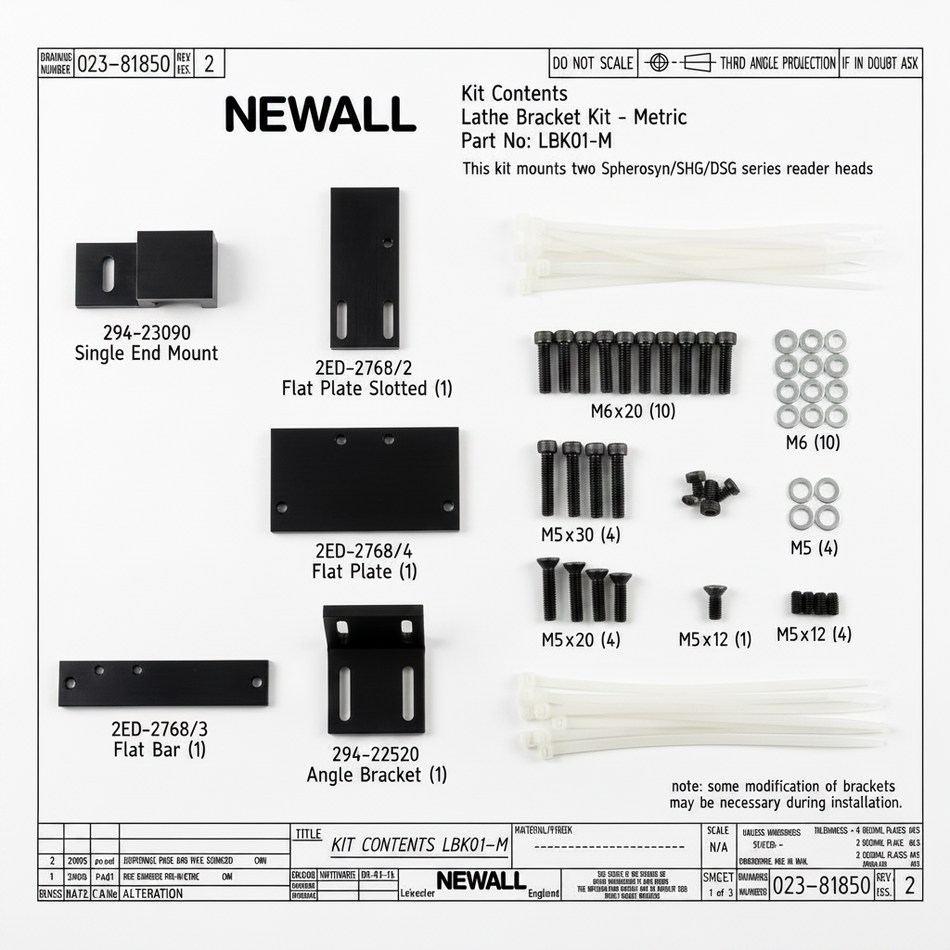 Newall lathe bracket kit, Spherosyn/Spherosyn, LBK01-M