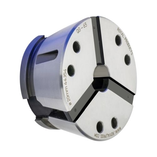 Royal Quick-Grip Emergency Collet 44353, three-segment metal collet with a center bore, face holes and QG-65 engraving