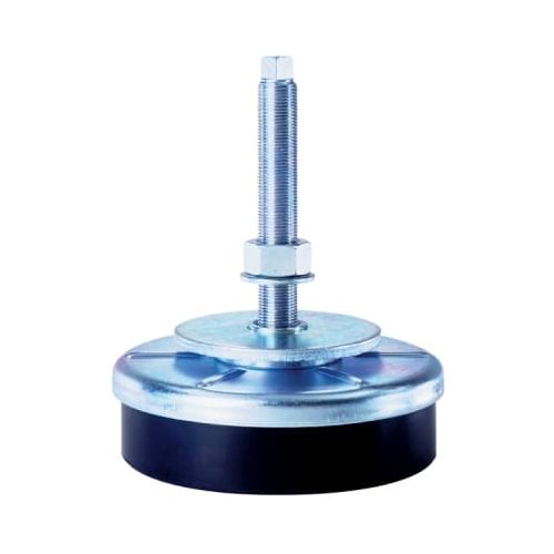 Royal Machine Mount #2 27002, black rubber base, zinc-plated support cup and threaded leveling bolt with hex nut