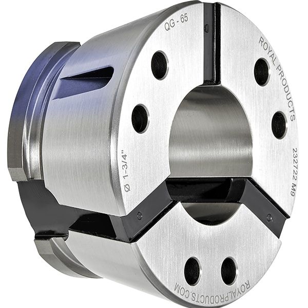 Royal QG-65 Round Smooth Collet 44219, three-segment metal collet with a large center bore and QG-65 engraved on the body