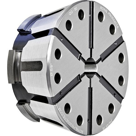 Royal QG-80 Round Smooth Collet 44411, six-segment metal collet with drilled face holes and QG-80 engraved on the body