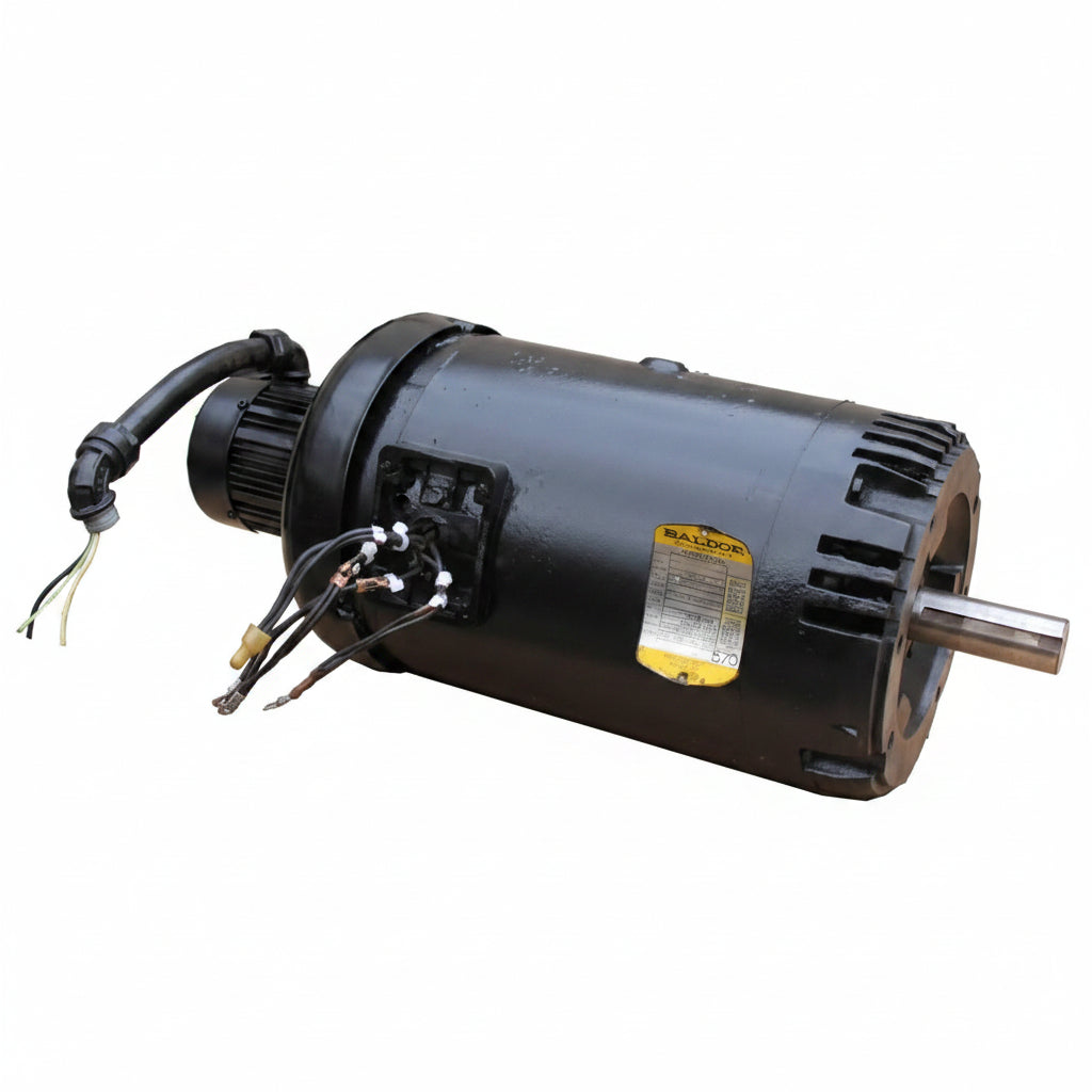 Fadal 15HP spindle motor MTR-0282 — front view showing motor housing and shaft