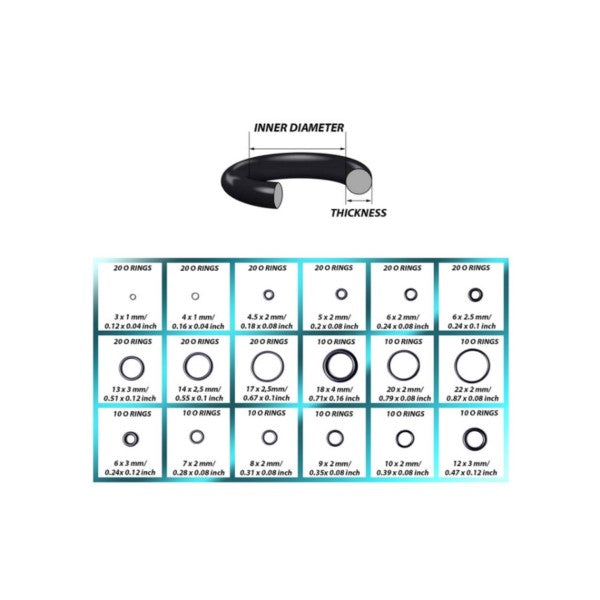 O Ring Rubber Assortment Kit, 18 Sizes, 270 Pcs
