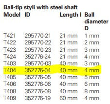 Heidenhain - Ball-Tip Stylus with Steel Shaft