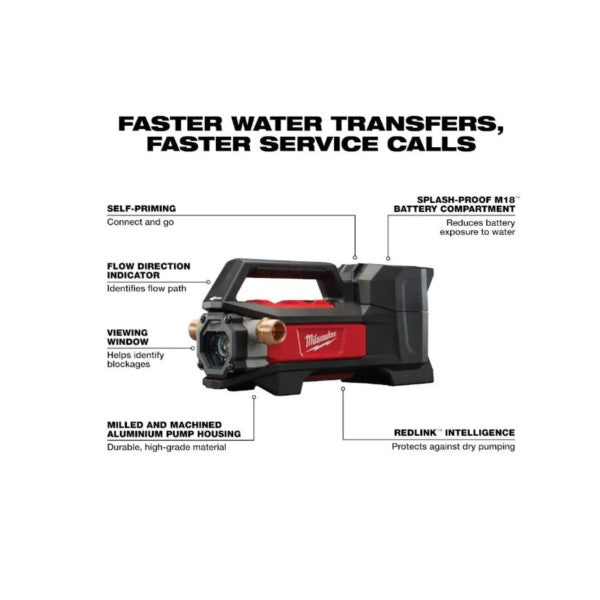 Milwaukee - M18 18-Volt 1/4 HP Lithium-Ion Cordless Transfer Pump (Tool Only), Case #30 - 2771-20