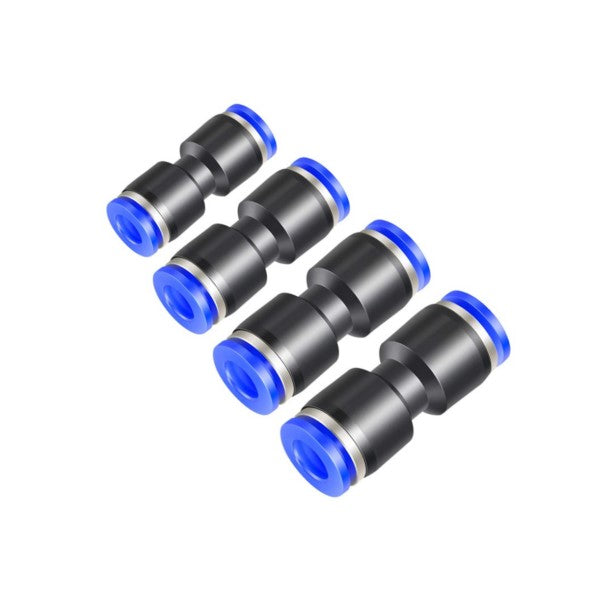 Pneumatic Straight Push Fittings, Sizes 6mm, 8mm, 10mm, 12mm