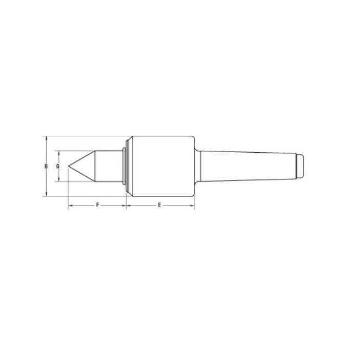 Royal - High-Precision Quad-Bearing Live Center - Full Diameter Long Point